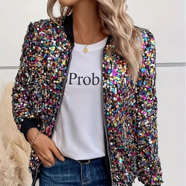 Functional shimmering bomber jacket for ladies Chic and Style