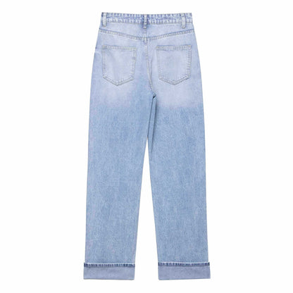 Damen weite High-Waist Jeans Chic und Stil