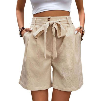 Shorts pour femmes taille haute sur mesure avec ceinture à nouer Chic und Stil