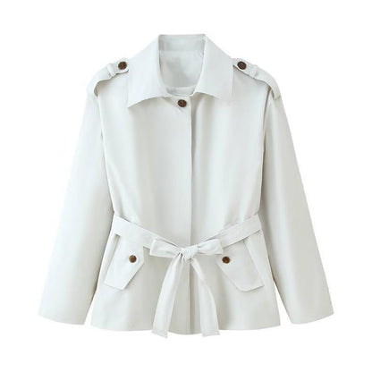 Dames élégante trench-coat avec ceinture réglable et détails de boutons à la mode Chic und Stil