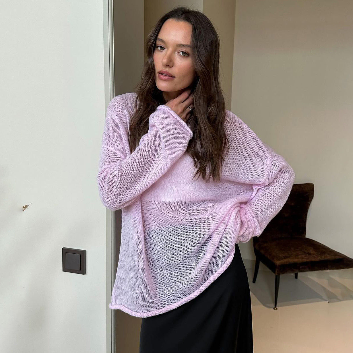 Pull en maille aérienne pour femmes avec effet transparent Chic und Stil