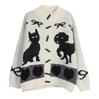 Damen cardigan avec des motifs d'animaux ludiques et des détails de boutons Chic und Stil