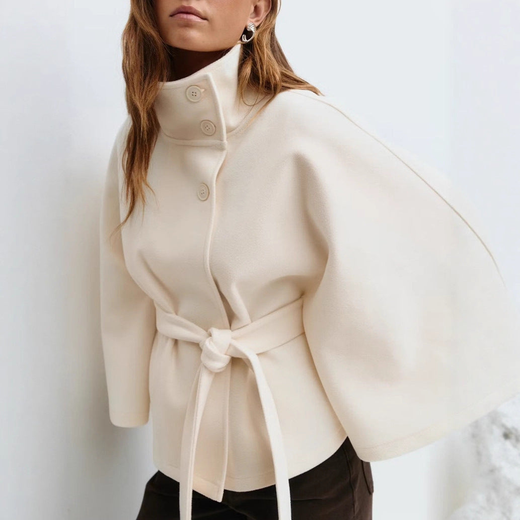 Dames élégante veste de transition avec col haut et ceinture à la taille Chic und Stil