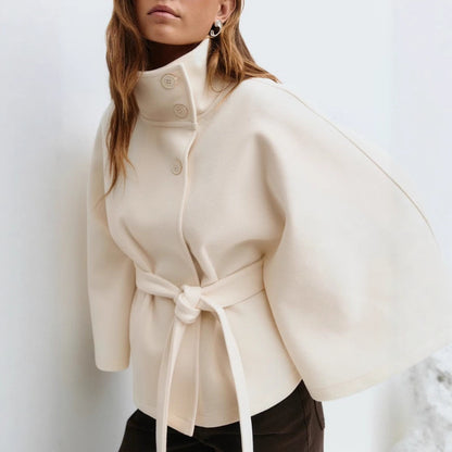 Dames élégante veste de transition avec col haut et ceinture à la taille Chic und Stil