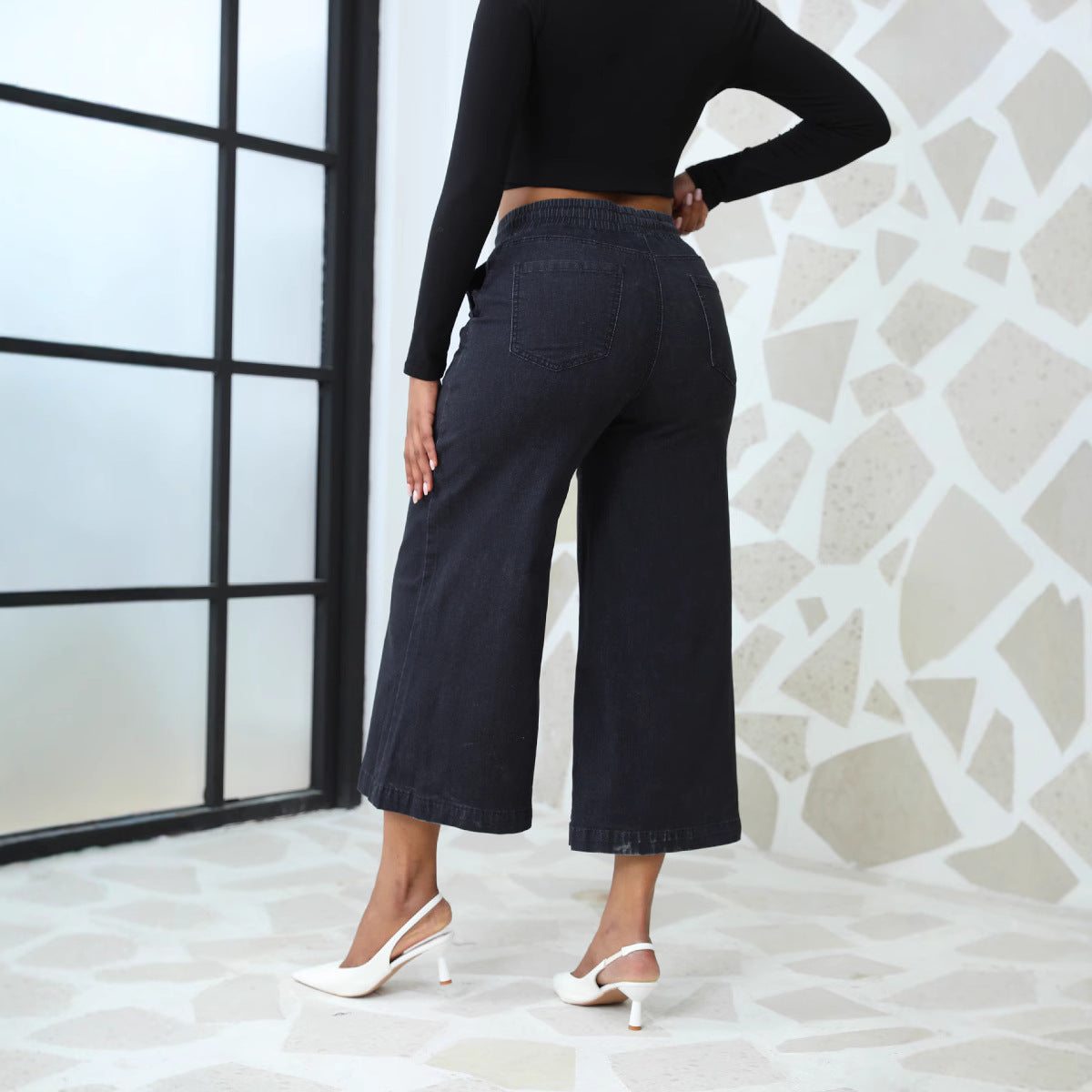 Loose denim pants for women with elastic waistband and drawstring Chic and Style