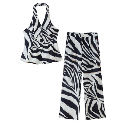 Ladies wide Palazzo pants with elegant zebra pattern Chic and Style