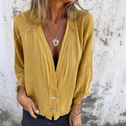 Blouse croisée pour femmes avec fermeture à bouton et tissu léger Chic und Stil