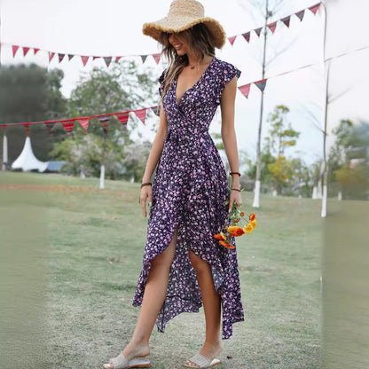 Robe maxi portefeuille pour femmes avec des manches fluides Chic und Stil