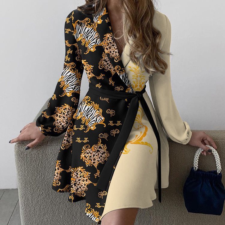 Robe portefeuille chic pour femme avec motif animal et manches longues Chic und Stil