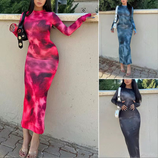 Chic and elegant women's wrap batik maxi dress