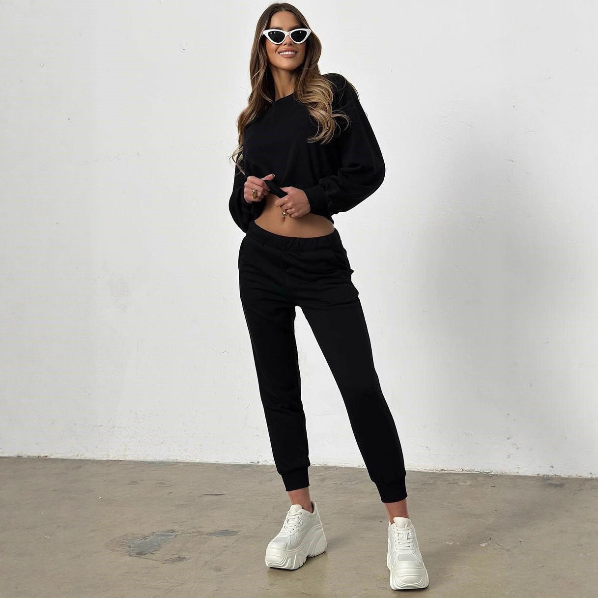 Dames Ensemble de sport décontracté confortable avec coupe décontractée et taille élastique Chic und Stil