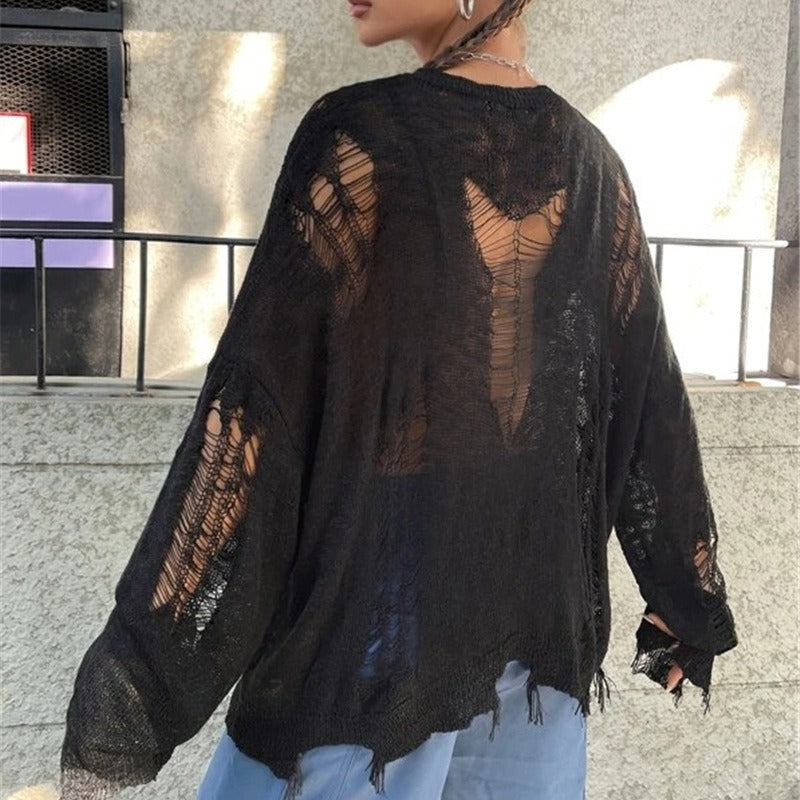 Pull en tricot surdimensionné pour femmes avec des découpes à la mode Chic und Stil