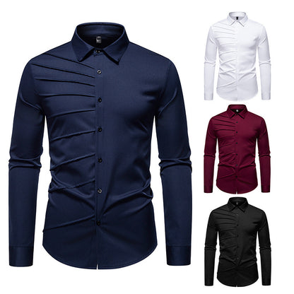Chemise à manches longues pour homme avec design côtelé à la mode Chic und Stil