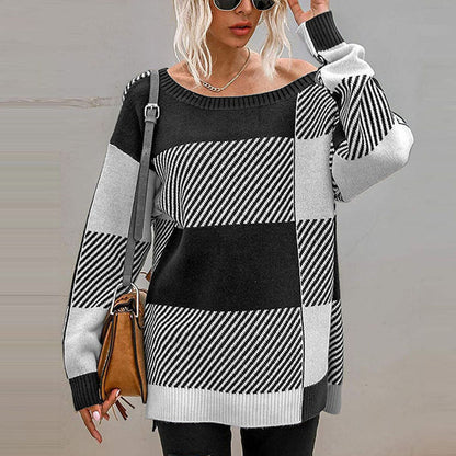 Pull en maille oversize pour femmes avec motif géométrique et coupe décontractée Chic und Stil