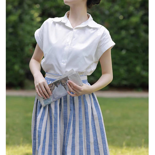 Blouse à manches courtes boutonnée pour femme Chic und Stil