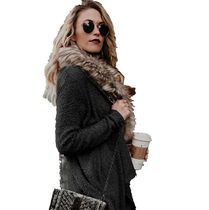 Dames Gilet en tricot chaud avec col en fausse fourrure amovible Chic und Stil