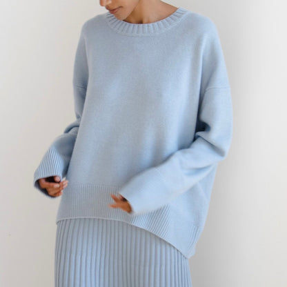 Dames pull-over surdimensionné avec un joli motif en tricot et de larges bords Chic und Stil