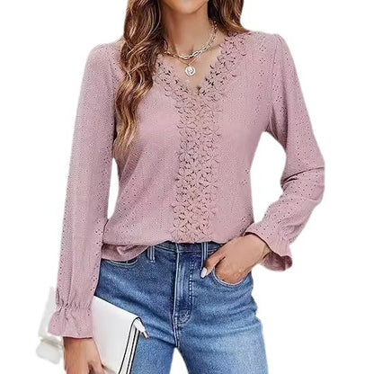 Dames élégante blouse avec design floral et décolleté en V Chic und Stil