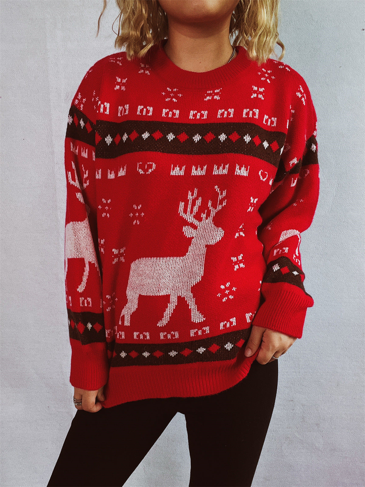 Pulls de Noël pour femmes avec un motif de renne festif et une coupe confortable Chic und Stil