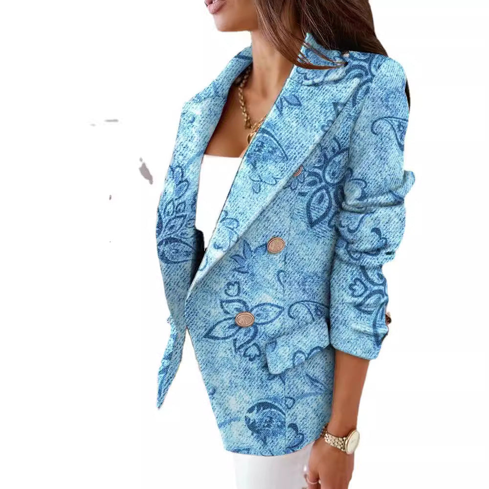 Blazer féminin à la mode avec motif zèbre et double rangée de boutons Chic und Stil