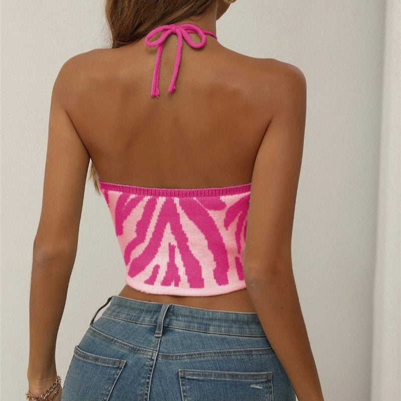 Dames Crop-top avec design de lien raffiné et motif rayé tendance Chic und Stil