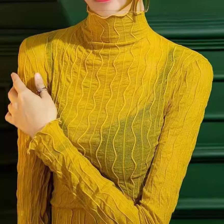 Dames Haut élégant avec motif ondulé et col montant Chic und Stil