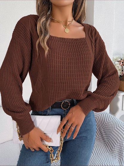 Pull en grosse maille pour femmes avec encolure carrée et manches volumineuses Chic und Stil