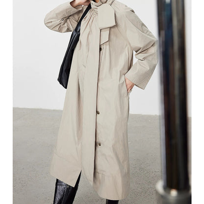 Manteau utilitaire long pour femmes avec nœud ajustable Chic und Stil