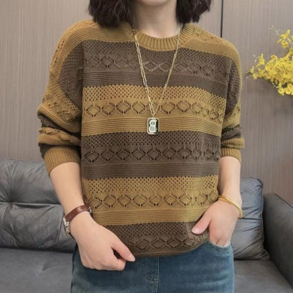 Pull en tricot pour femmes avec un motif ajouré à la mode et une coupe décontractée Chic und Stil