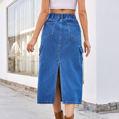 Jupe maxi cargo pour dames avec des poches latérales pratiques et une taille haute Chic und Stil