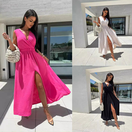 Femme Robe Maxi Chic à Décolleté en V Chic und Stil