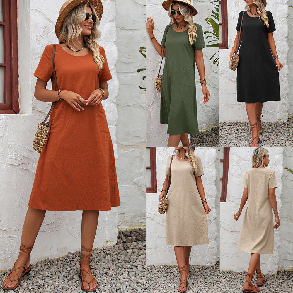 Robe midi décontractée pour femmes avec poches pratiques et empiècements latéraux Chic und Stil