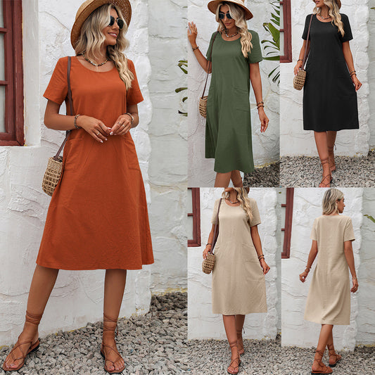 Robe midi décontractée pour femmes avec poches pratiques et empiècements latéraux Chic und Stil