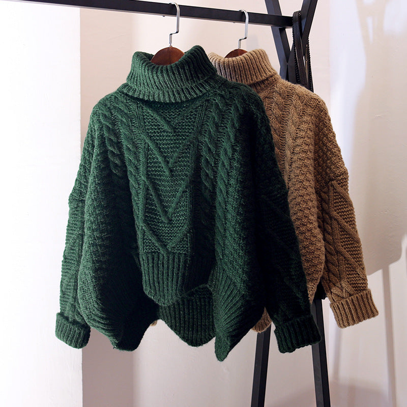 Dame Grand Pull avec Col Haut et Motif Tricot Chic und Stil