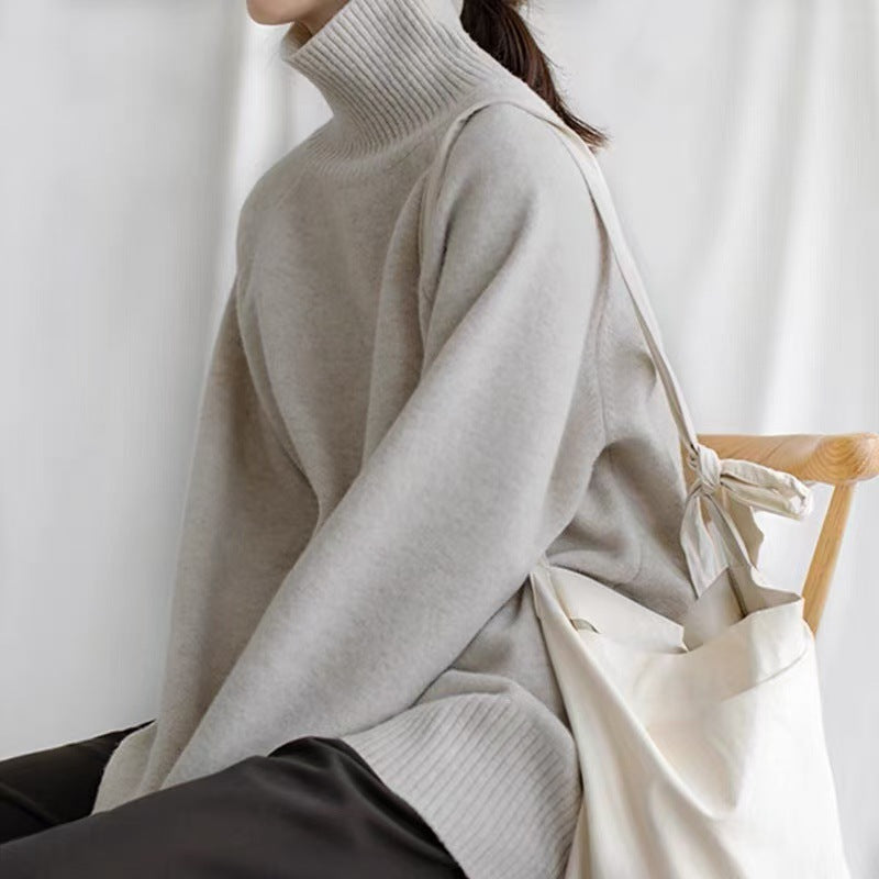 Pull à col roulé oversize pour femme avec structure côtelée Chic und Stil