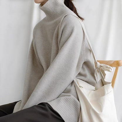 Pull à col roulé oversize pour femme avec structure côtelée Chic und Stil