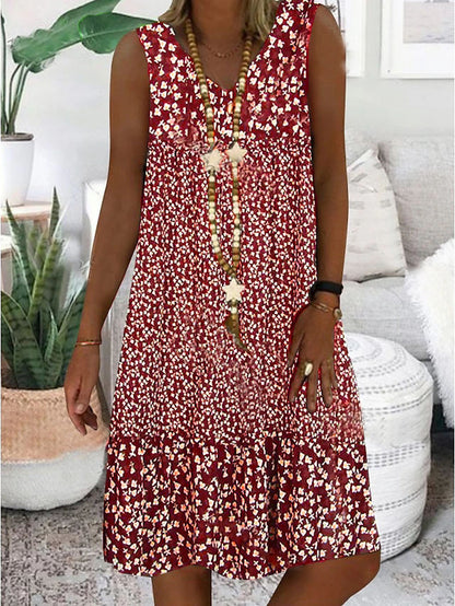 Robe maxi hippie pour femmes avec motifs floraux et détails en volants Chic und Stil