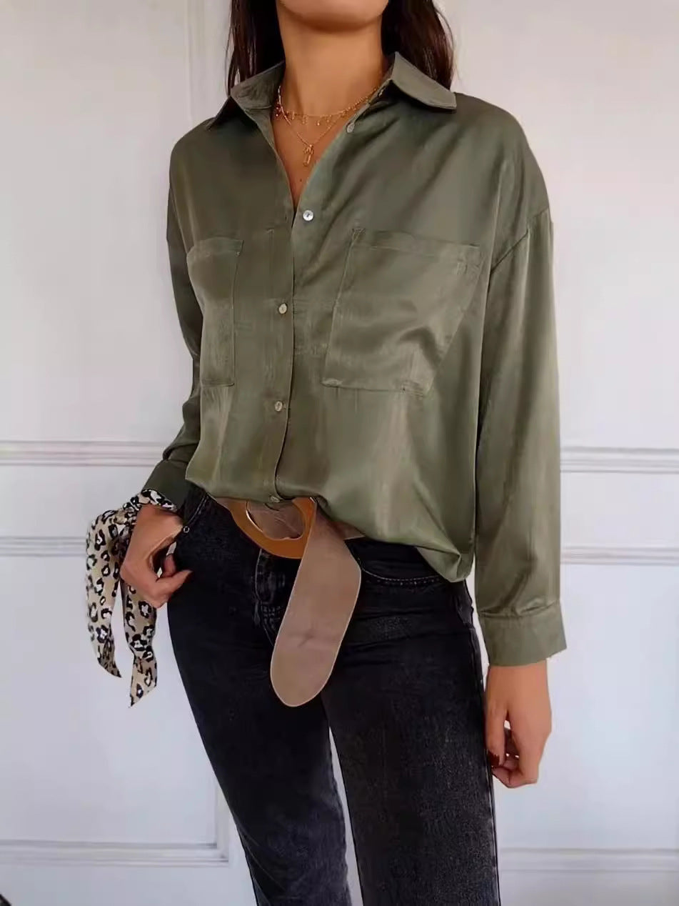 Dames Élégante blouse avec boutonnière et détails fins Chic und Stil