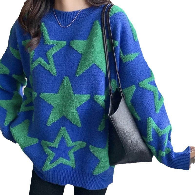 Pull-over oversized décontracté pour femmes avec motif d'étoiles Chic und Stil