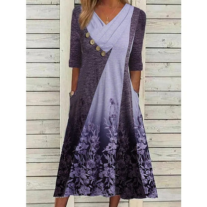 Robe fourreau pour dames avec détails en bouton et effet ombre floral Chic und Stil