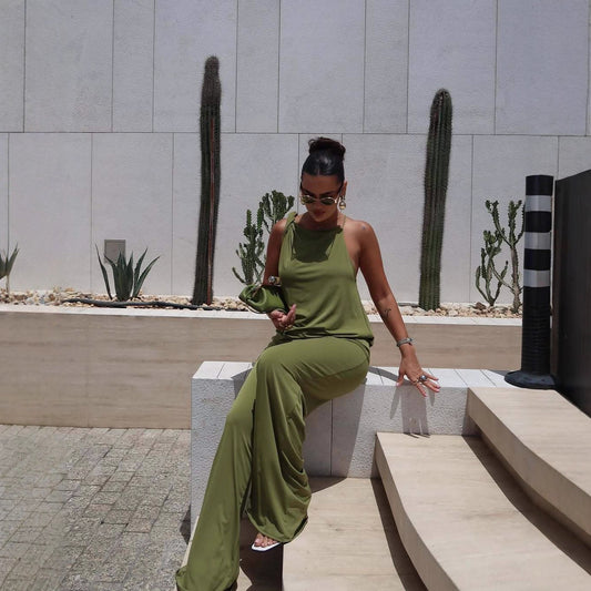 Wide palazzo pants for women with elastic waistband and flowy cut Chic and Style