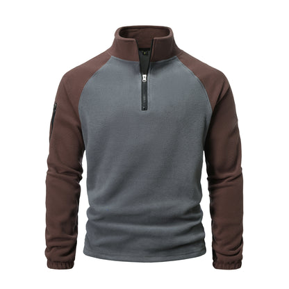 Men's fleece pullover with half-zip and practical pocket design Chic and Style