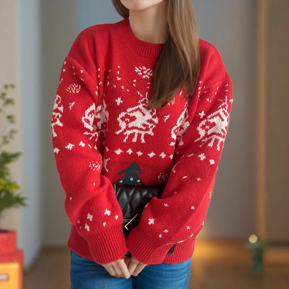 Pull en tricot de Noël pour femmes avec motifs festifs et coupe décontractée Chic und Stil