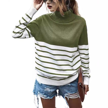 Pull col roulé confortable pour dames avec motif rayé Chic und Stil
