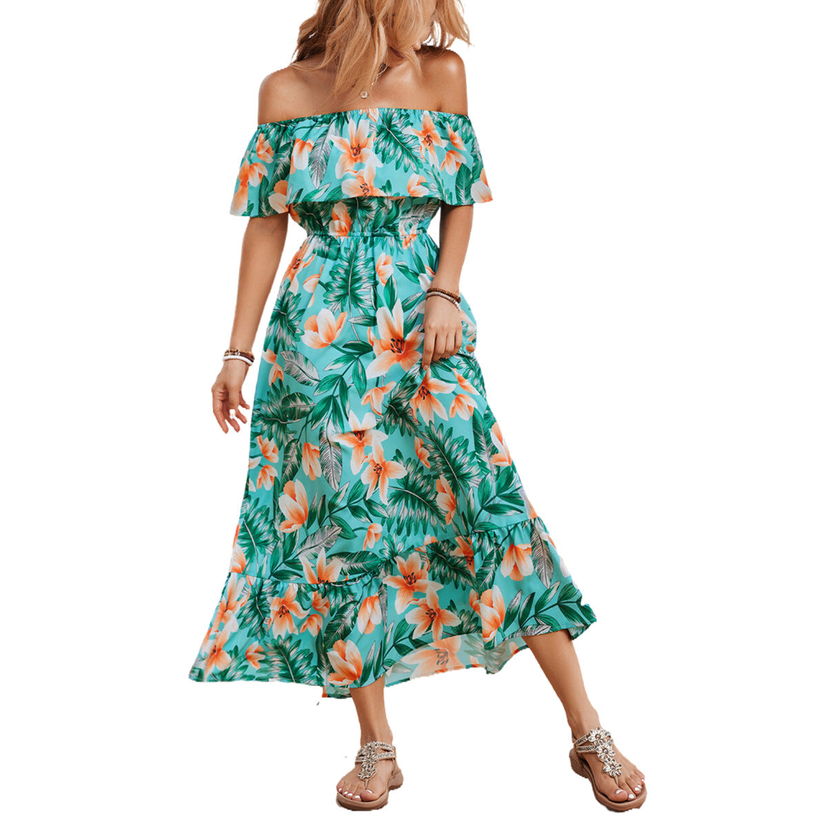 Robe d'été femme décolletée avec design floral Chic und Stil