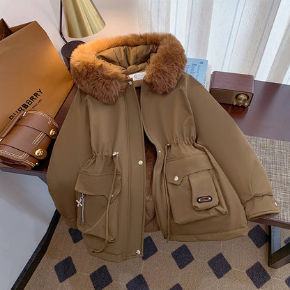 Dame manteau d'hiver avec col en fausse fourrure amovible et poches pratiques Chic und Stil