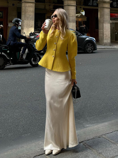 Dames Élégante Veste Cintrée avec Détail de Bouton Chic und Stil