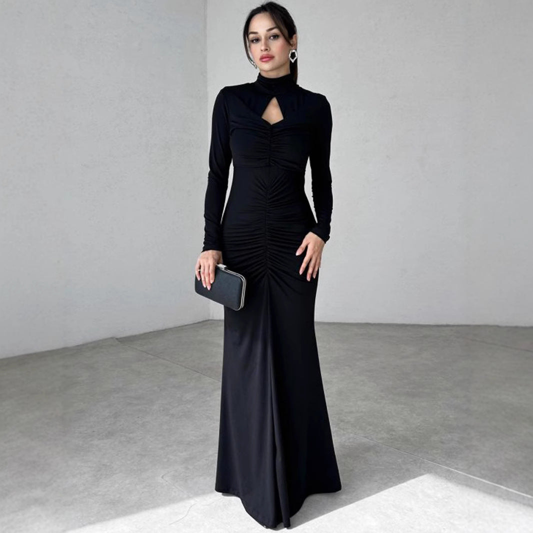 Robe maxi élégante pour dames avec un design haut et des éléments de fronces raffinés Chic und Stil