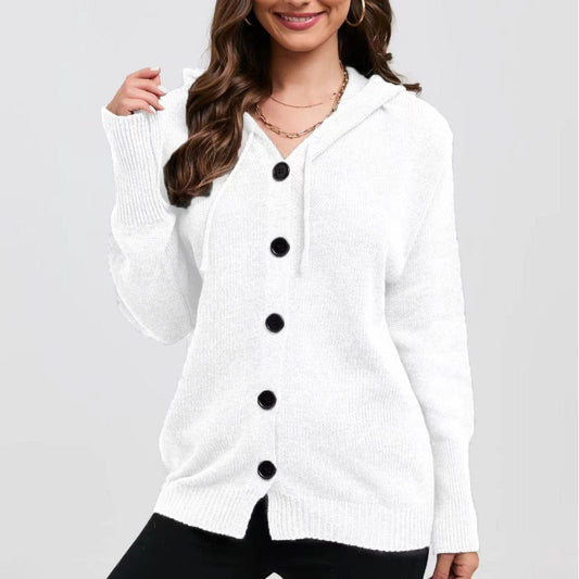 Dame cardigan à capuche avec des détails de bouton pratiques Chic und Stil