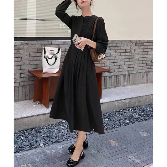 Robe maxi plissée élégante à manches longues Chic und Stil pour femmes
